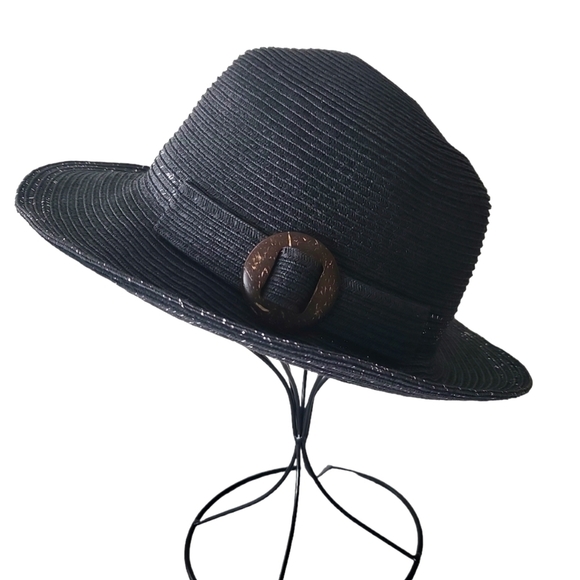 David and Young Black Hat with Silver Threading Wood Buckle - Picture 1 of 8